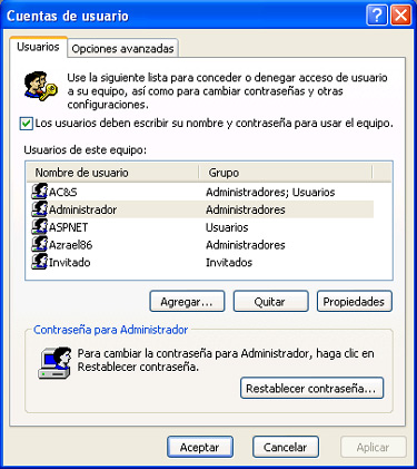 Menús ocultos del sistema operativo Windows XP